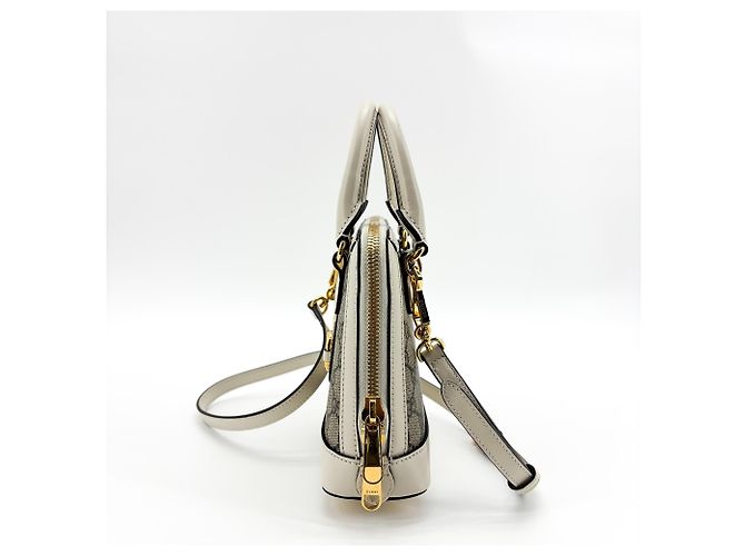 Gucci Horsebit 1955 Top Handle GG Coated Canvas with Leather Mini Beige - vista 3