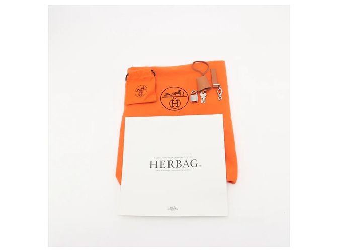Hermès Hermes Herbag Toile and Leather PM Bege - vista 4