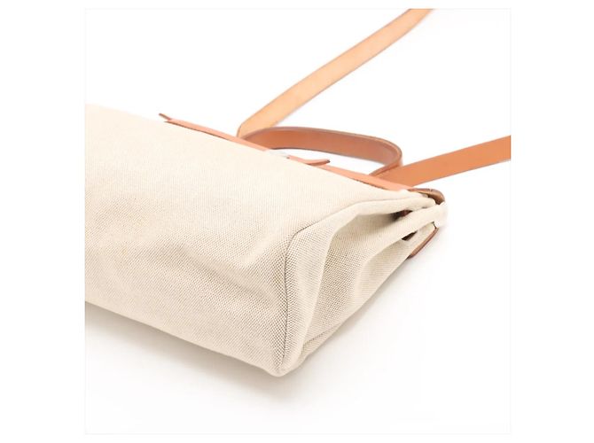 Hermès Hermes Herbag Toile and Leather PM Bege - vista 5