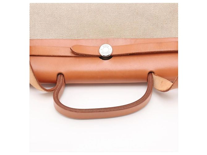 Hermès Hermes Herbag Toile and Leather PM Bege - vista 7