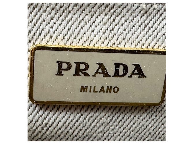 Prada PRADA Canapa Canvas Handbag Grey - view 12