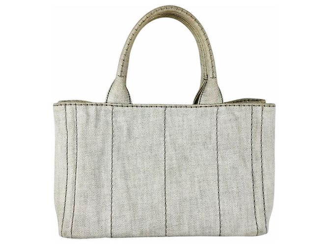 Prada PRADA Canapa Canvas Handbag Grey - view 3
