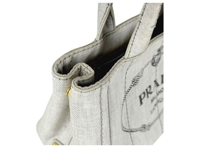 Prada PRADA Canapa Canvas Handbag Grey - view 6