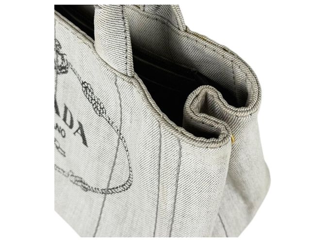 Prada PRADA Canapa Canvas Handbag Grey - view 7