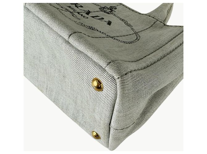 Prada PRADA Canapa Canvas Handbag Grey - view 8