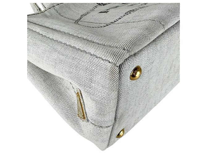 Prada PRADA Canapa Canvas Handbag Grey - view 9