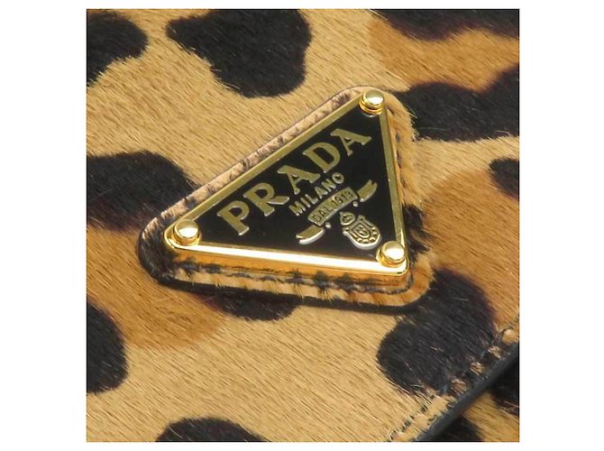 Prada Kartenetui aus Harako-Leder Braun - Ansicht 12