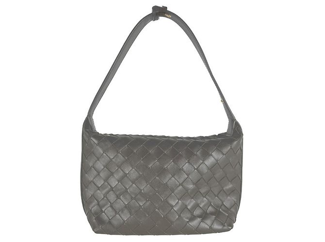 Borsa a mano in pelle Mini Wallace Intrecciato Bottega Veneta Cachi - vista 3