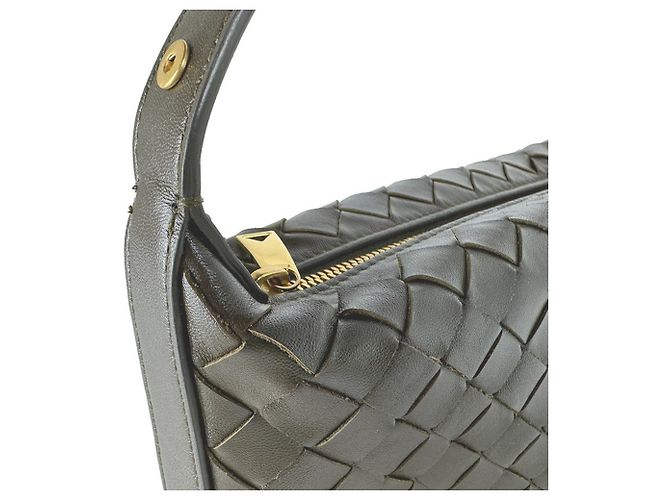 Borsa a mano in pelle Mini Wallace Intrecciato Bottega Veneta Cachi - vista 6