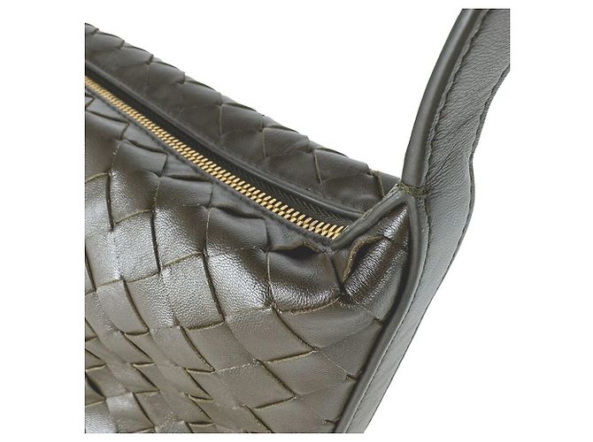 Borsa a mano in pelle Mini Wallace Intrecciato Bottega Veneta Cachi - vista 7