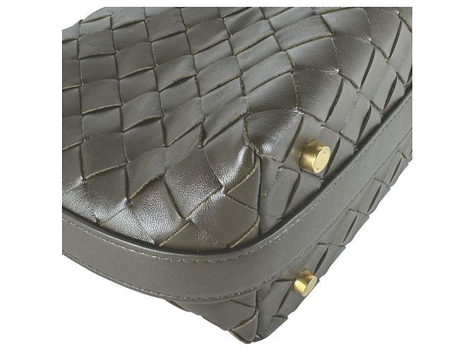 Borsa a mano in pelle Mini Wallace Intrecciato Bottega Veneta Cachi - vista 8