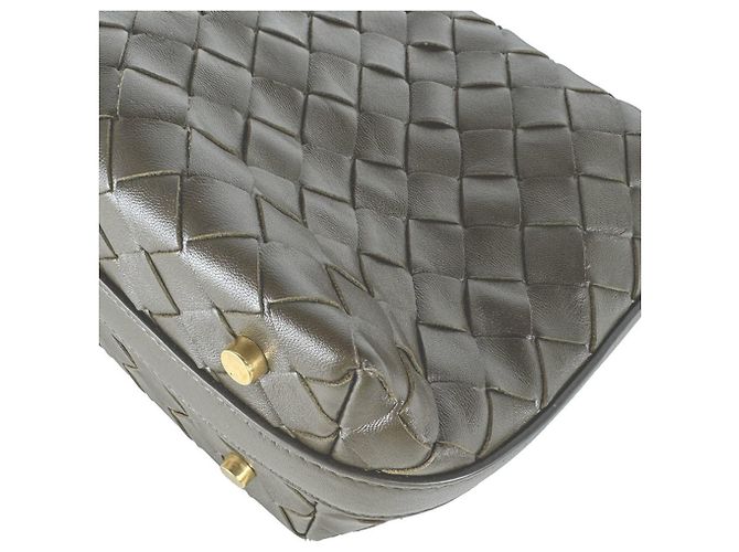 Borsa a mano in pelle Mini Wallace Intrecciato Bottega Veneta Cachi - vista 9