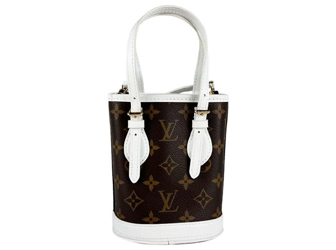 Louis Vuitton Monogram Nano Bucket Schultertasche Braun Weiß Monogramm - Ansicht 3
