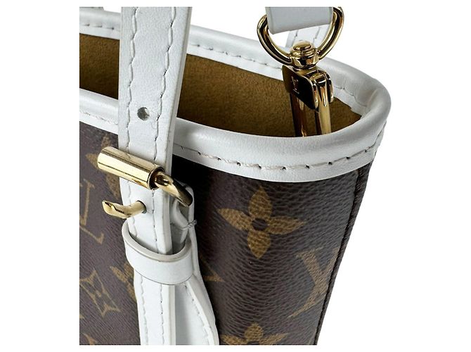 Louis Vuitton Monogram Nano Bucket Schultertasche Braun Weiß Monogramm - Ansicht 6