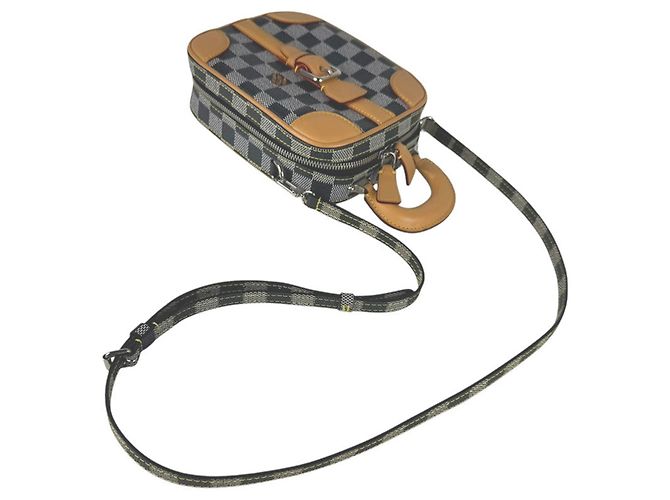 Borsa a tracolla Louis Vuitton Damier Valisette Vertical Marrone Nero - vista 11