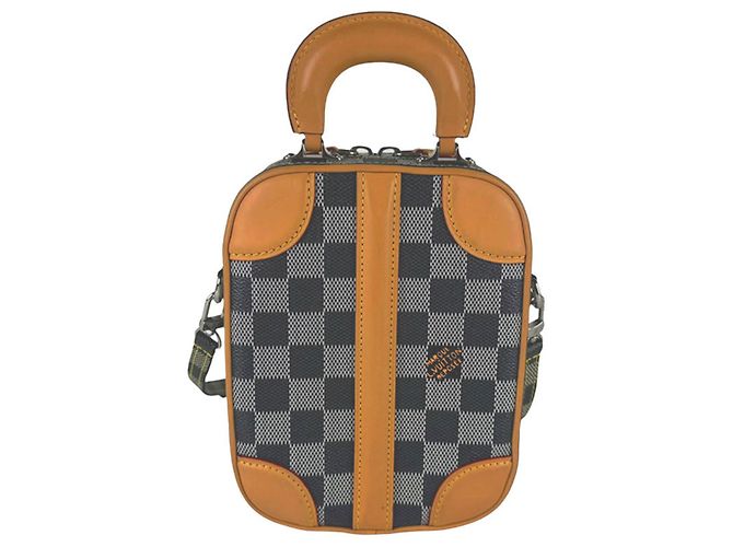 Borsa a tracolla Louis Vuitton Damier Valisette Vertical Marrone Nero - vista 3