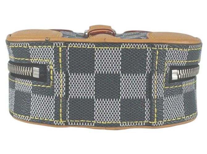 Borsa a tracolla Louis Vuitton Damier Valisette Vertical Marrone Nero - vista 4