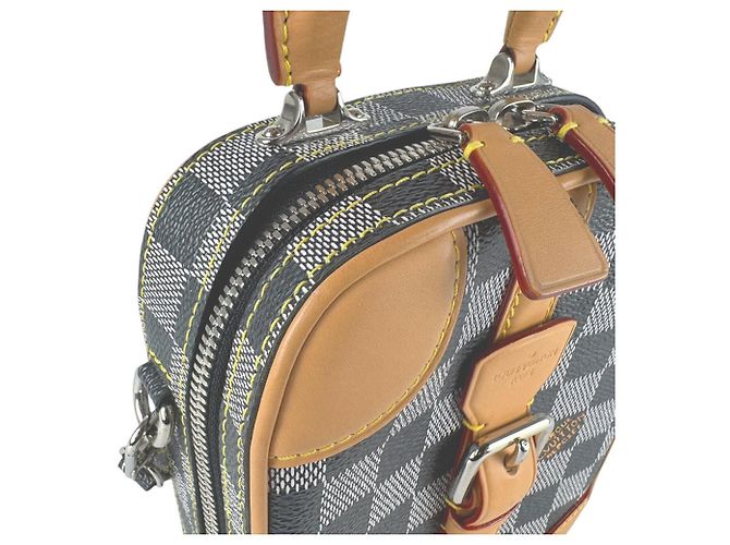 Borsa a tracolla Louis Vuitton Damier Valisette Vertical Marrone Nero - vista 6
