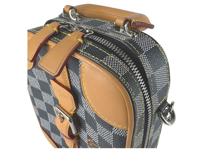 Borsa a tracolla Louis Vuitton Damier Valisette Vertical Marrone Nero - vista 7