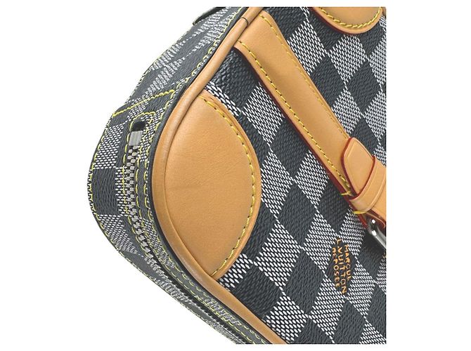 Borsa a tracolla Louis Vuitton Damier Valisette Vertical Marrone Nero - vista 9