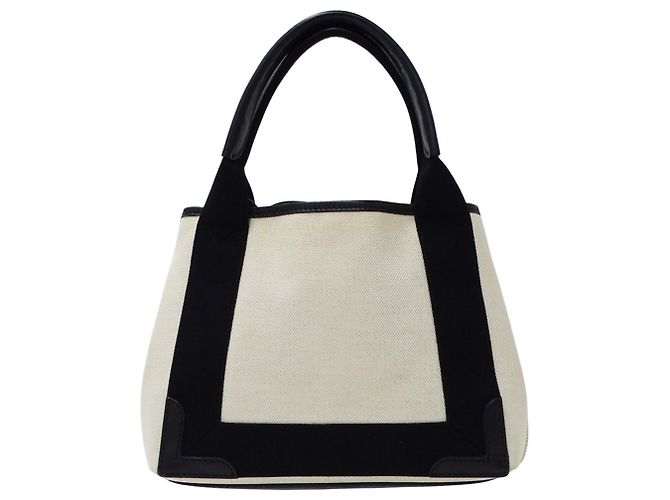Everyday Balenciaga Canvas Handtasche mit Beutel Schwarz Weiß Gelb - Ansicht 2