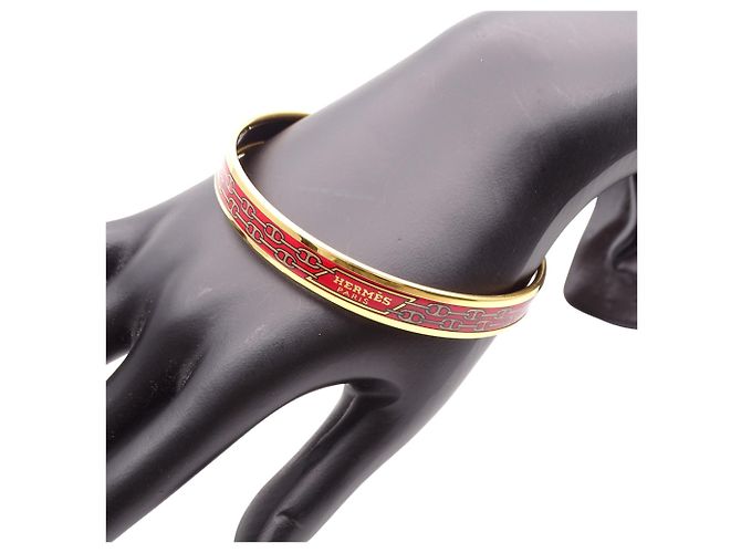 Hermès Hermes Armreif aus Metall in Rot - Ansicht 9