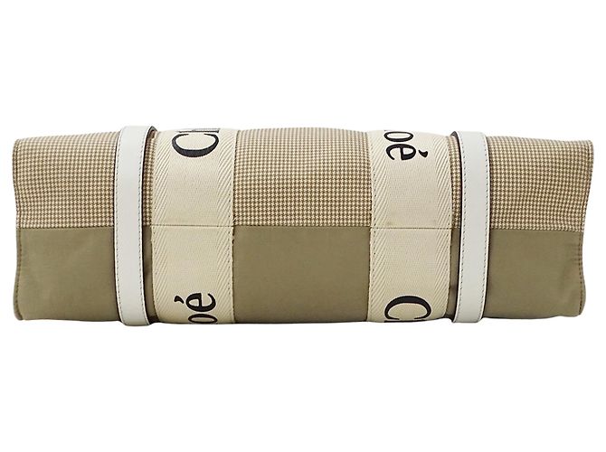 Chloé Woody Medium Canvas Handbag Beige Khaki - view 3