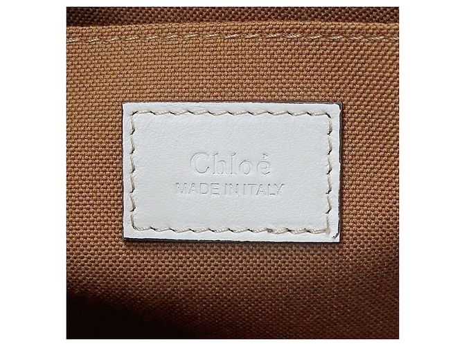 Chloé Woody Medium Canvas Handbag Beige Khaki - view 6