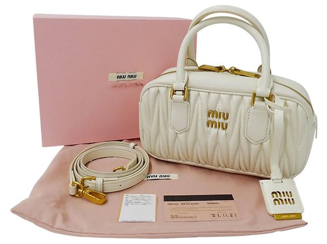 Bolso de mano de piel Miu Miu Blanco - vista 6