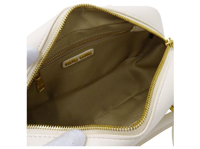 Bolso de mano de piel Miu Miu Blanco - vista 8