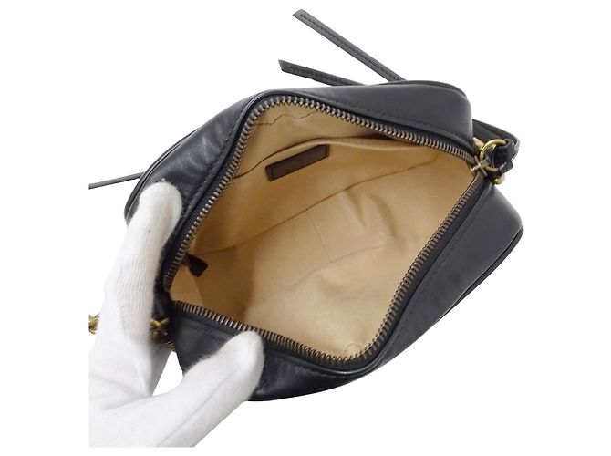 Borsa a mano Gucci GG Marmont in pelle nera Nero - vista 5