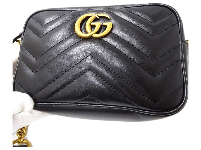 Borsa a mano Gucci GG Marmont in pelle nera Nero - vista 9