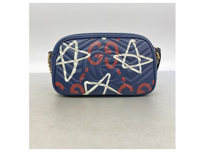 Borsa a tracolla Gucci GG Marmont Blu navy - vista 10