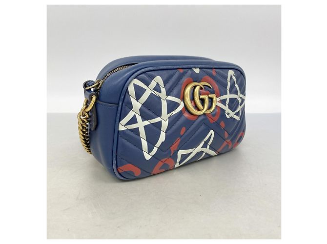 Borsa a tracolla Gucci GG Marmont Blu navy - vista 2