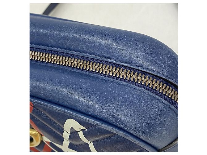 Borsa a tracolla Gucci GG Marmont Blu navy - vista 8