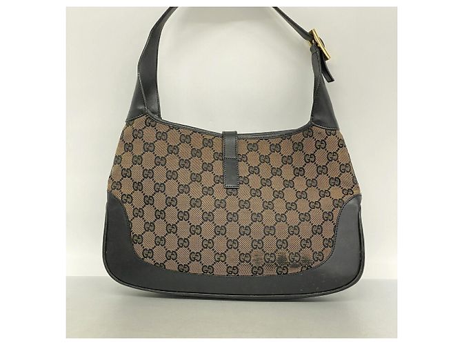 Borsa a tracolla Gucci GG Canvas Jackie Marrone Nero - vista 11