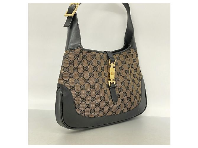 Borsa a tracolla Gucci GG Canvas Jackie Marrone Nero - vista 2