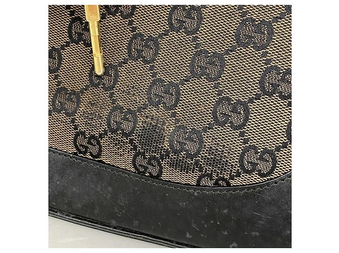 Borsa a tracolla Gucci GG Canvas Jackie Marrone Nero - vista 6