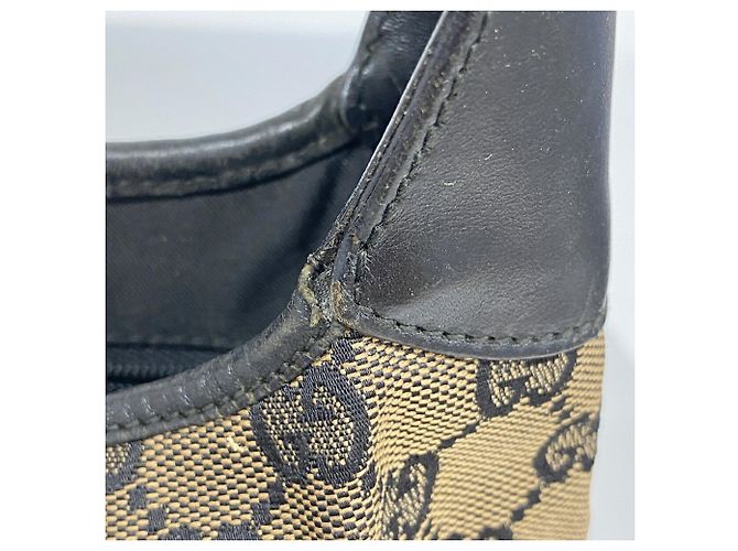 Borsa a tracolla Gucci GG Canvas Jackie Marrone Nero - vista 7