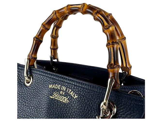 Bamboo Borsa a mano Gucci in pelle blu navy - vista 11