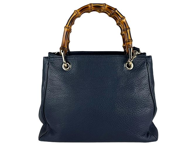 Bamboo Borsa a mano Gucci in pelle blu navy - vista 3