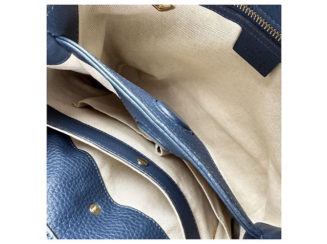 Bamboo Borsa a mano Gucci in pelle blu navy - vista 5