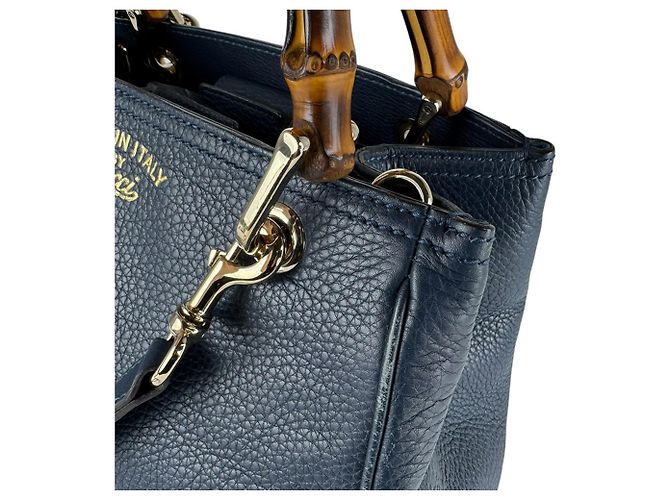 Bamboo Borsa a mano Gucci in pelle blu navy - vista 7