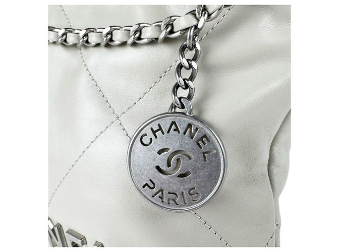 Borsa a tracolla Chanel in pelle avorio Crudo - vista 12