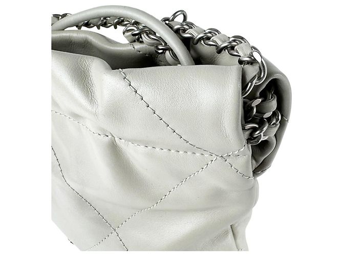 Borsa a tracolla Chanel in pelle avorio Crudo - vista 6