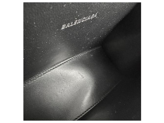 Borsa a tracolla Balenciaga Hourglass XS in pelle Argento - vista 5