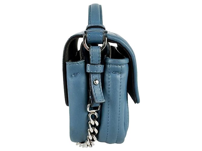 Fendi Schultertasche aus blauem Leder - Ansicht 2
