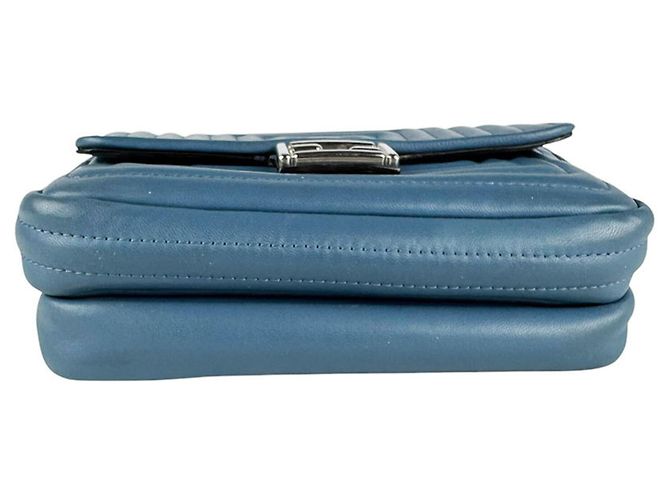 Fendi Schultertasche aus blauem Leder - Ansicht 4