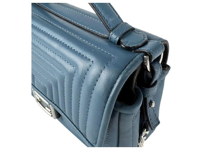 Fendi Schultertasche aus blauem Leder - Ansicht 6