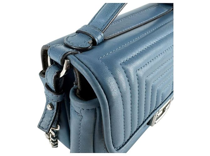 Fendi Schultertasche aus blauem Leder - Ansicht 7